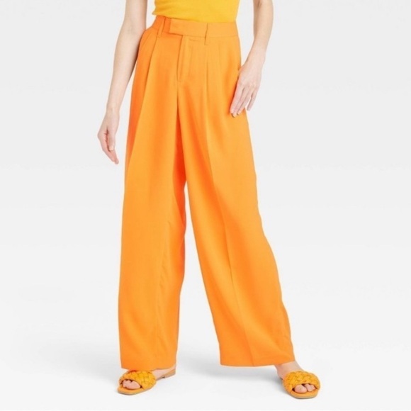 NWOT Orange Wide-Leg Pants - Picture 2 of 7